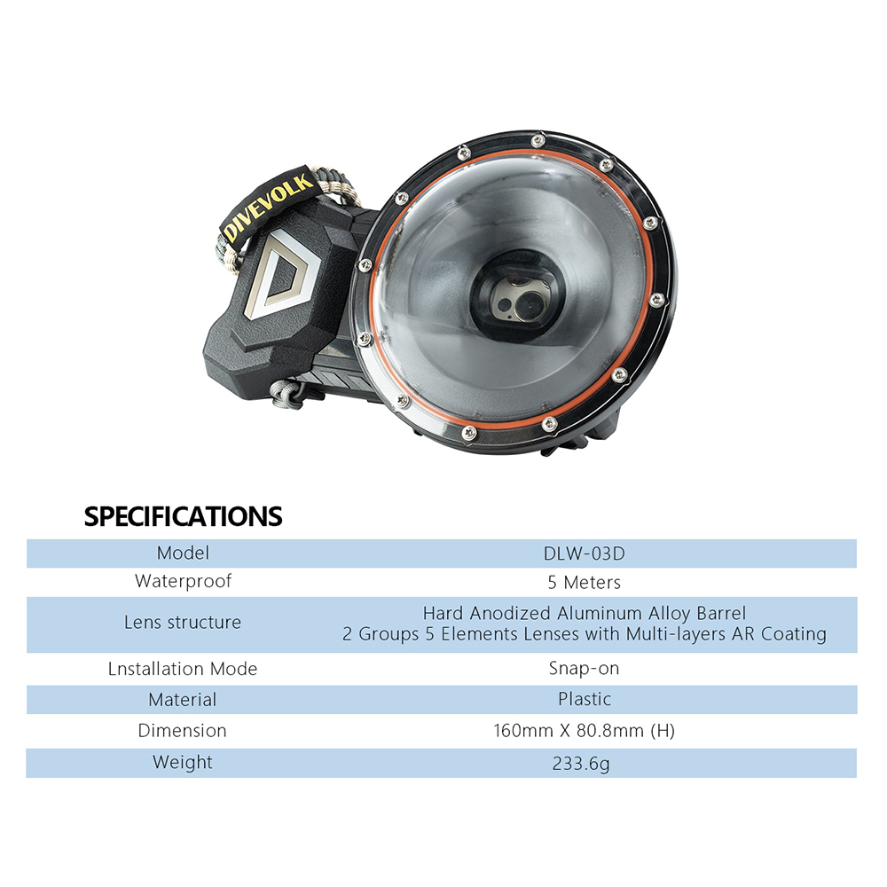Lente tipo domo DIVEVOLK para carcasa submarina SeaTouch 4 Max - Imagen 8